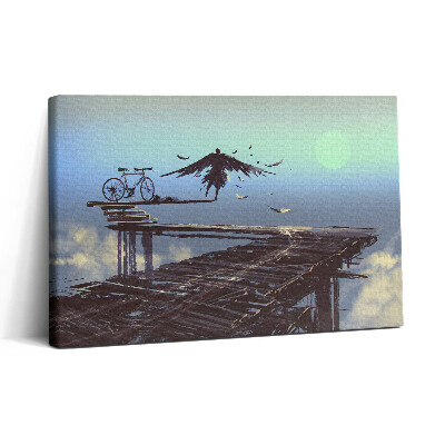 Obraz canvas 30x20 Ilustrace anděla a jízdního kola