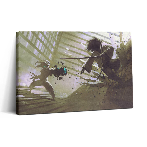 Obraz canvas 30x20 Boj se samurajskými roboty