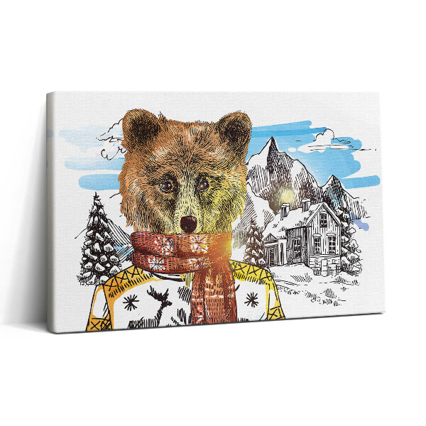 Obraz canvas 30x20 Medvěd v šále