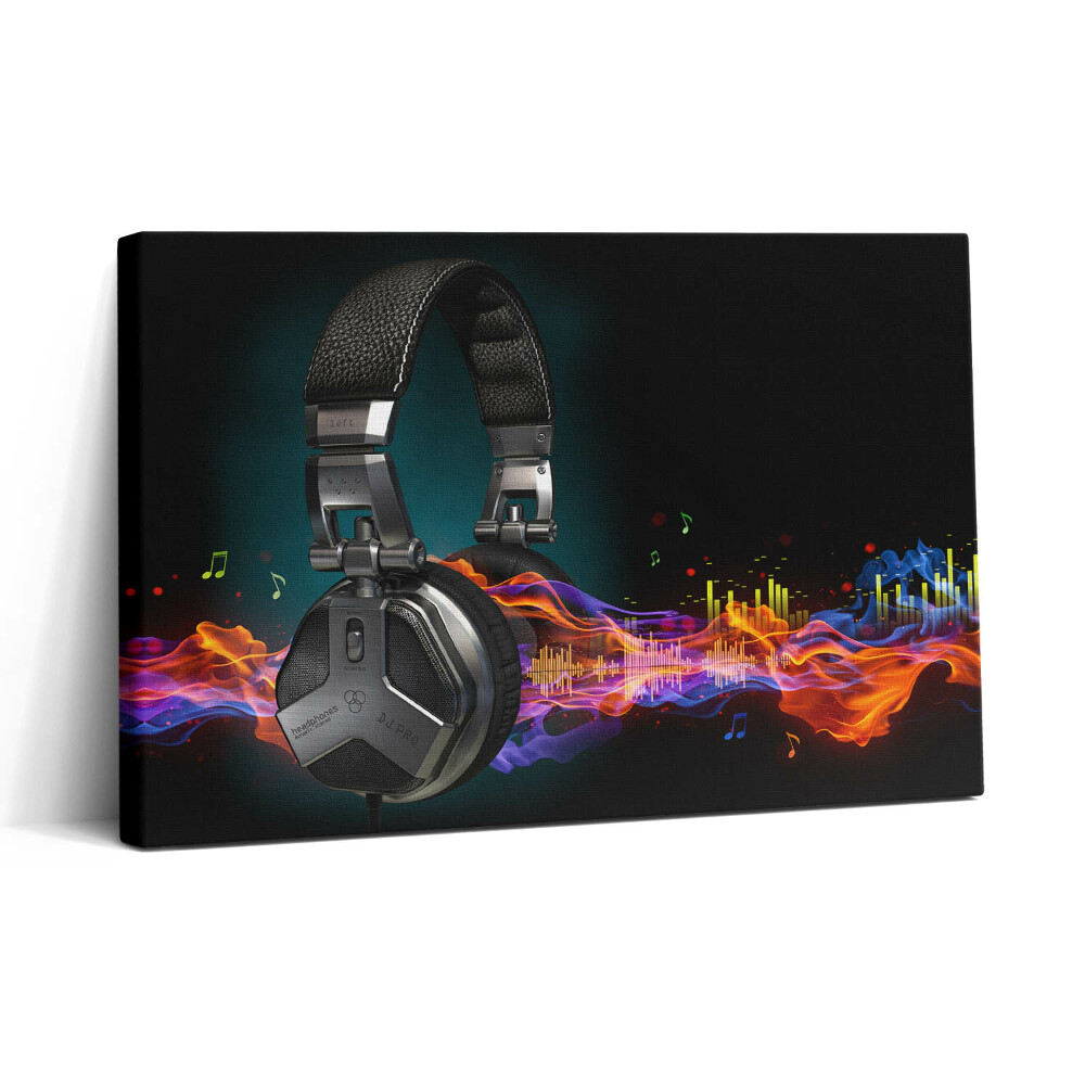 Obraz na plátně 30x20 Sluchátka a zvukové vlny