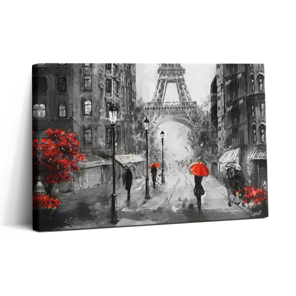 Obraz canvas 30x20 Ulice Paříže a Eiffelova věž