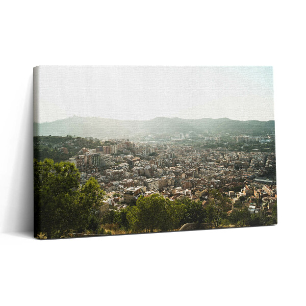 Obraz z fotografie na plátně 30x20 Panorama Barcelony na Montjuicu