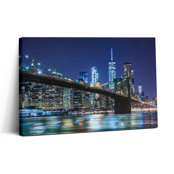Obraz canvas 30x20 Brooklynský most v New Yorku v noci