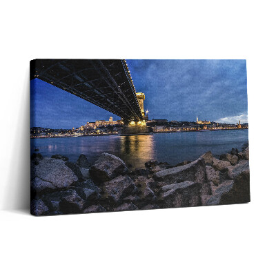 Obraz canvas 30x20 Skalnaté pobřeží pod mostem