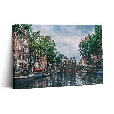 Obraz canvas 30x20 Kanál v centru Amsterdamu