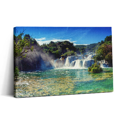 Obraz z fotografie na plátně 30x20 Lesní krajina a vodopád