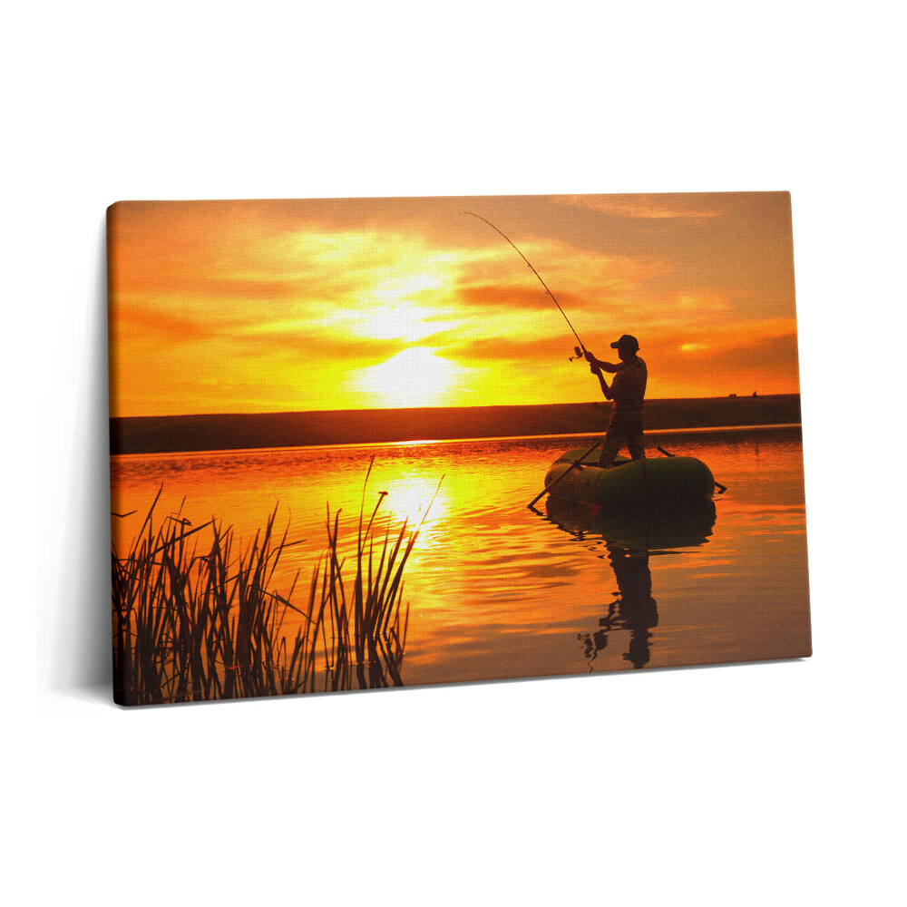 Obraz na plátně 60x40 cm Rybář a západ slunce