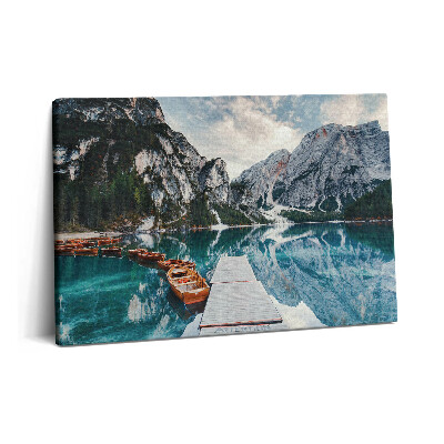 Obraz canvas 60x40 cm Loďka na jezeře v horách