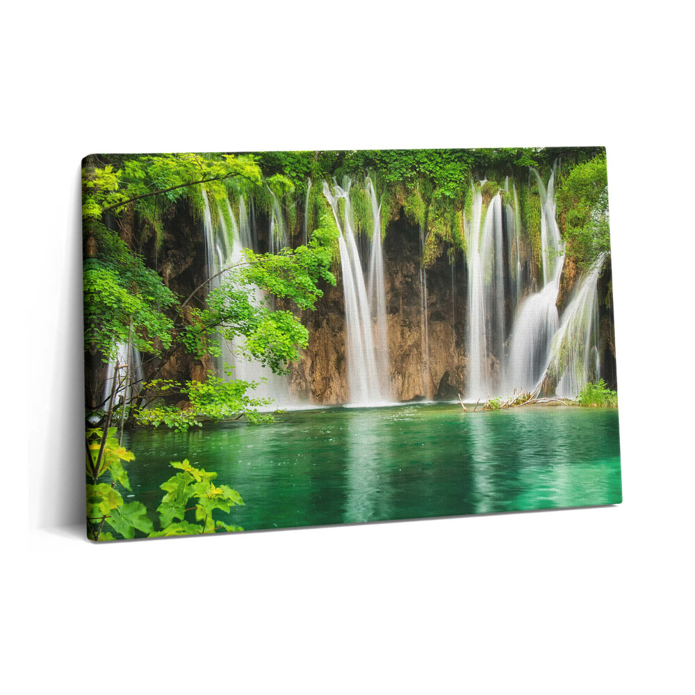 Obraz canvas 60x40 cm Příroda - vodopád a jezerní vegetace