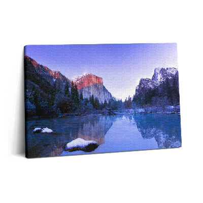 Obraz canvas 60x40 cm Zimní krajina jezera