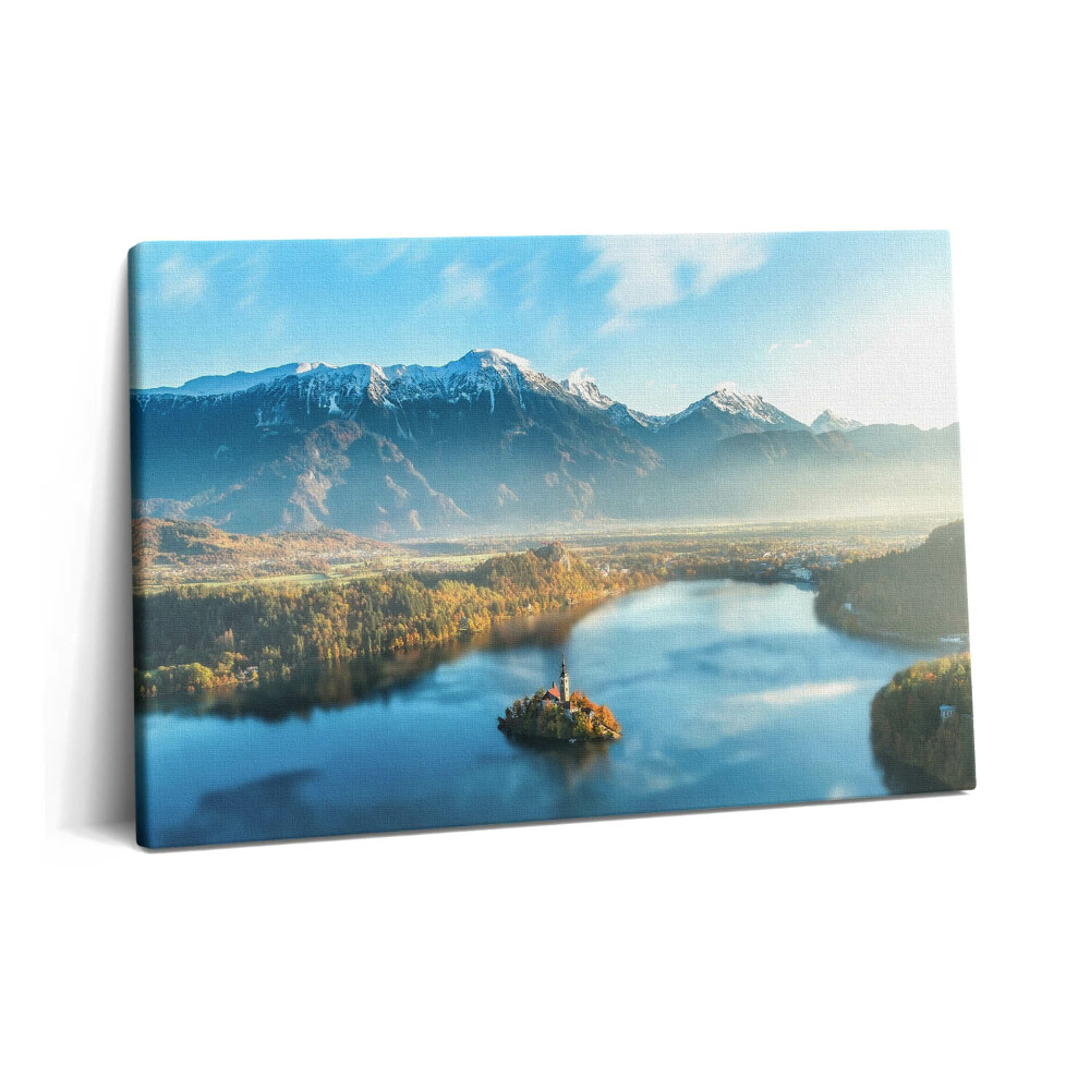 Obraz na plátně 60x40 cm Budova na jezeře v horách