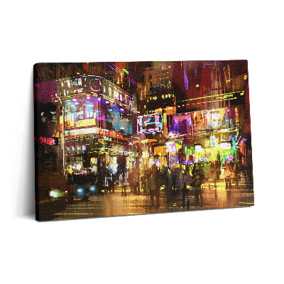 Obraz z fotografie na plátně 60x40 cm Ilustrace nočního města - moderní ulice