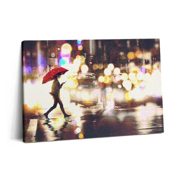 Obraz canvas 60x40 cm Ilustrace anime Dešťová ulice
