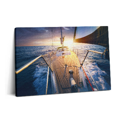 Obraz canvas 60x40 cm Západ slunce na palubě plachetnice