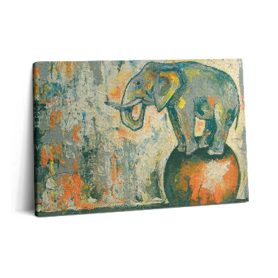 Obraz na plátně 60x40 cm Malovaná postava slona na kouli