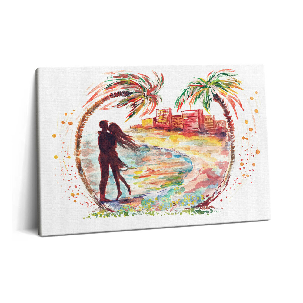 Obraz na plátně 60x40 cm Akvarel lásky na pláži v Miami