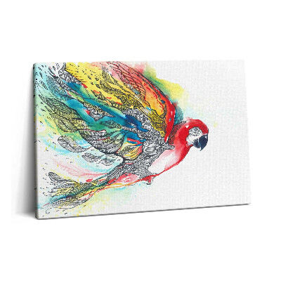 Obraz na plátně 60x40 cm Akvarel barevný papoušek v letu