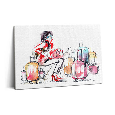 Obraz na plátně 60x40 cm Malovaná žena s kufry