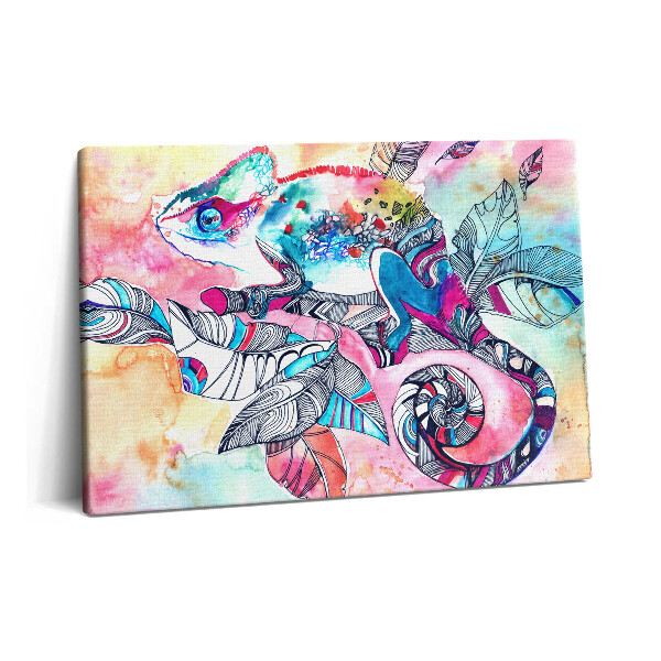 Obraz z fotografie na plátně 60x40 cm Chameleon na větvi