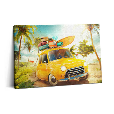 Obraz canvas 60x40 cm Auto se surfovacím prknem