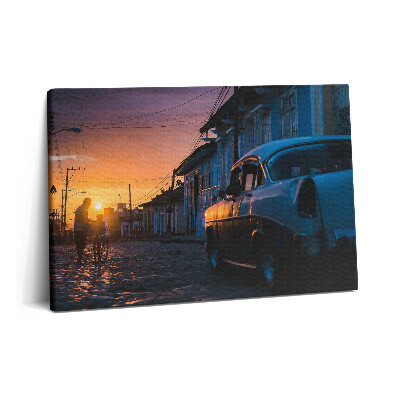 Obraz z fotografie na plátně 60x40 cm Západ slunce a staré auto