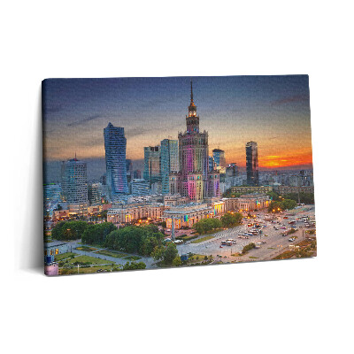 Obraz na plátně 60x40 cm Panorama západu slunce ve Varšavě
