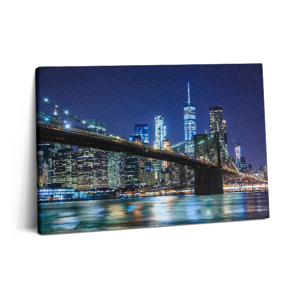 Obraz na plátně 60x40 cm Brooklynský most v New Yorku v noci