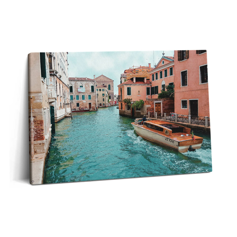 Obraz z fotografie na plátně 60x40 cm Motorový člun na řece