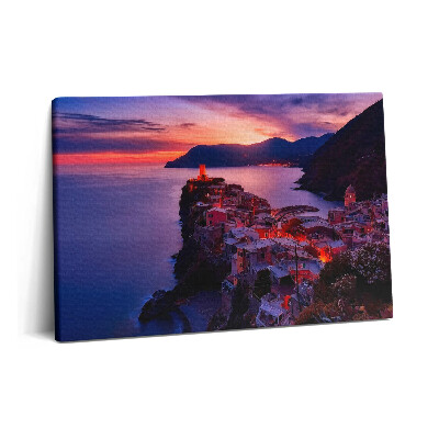 Obraz na plátně 60x40 cm Přímořské městečko ve večerních hodinách