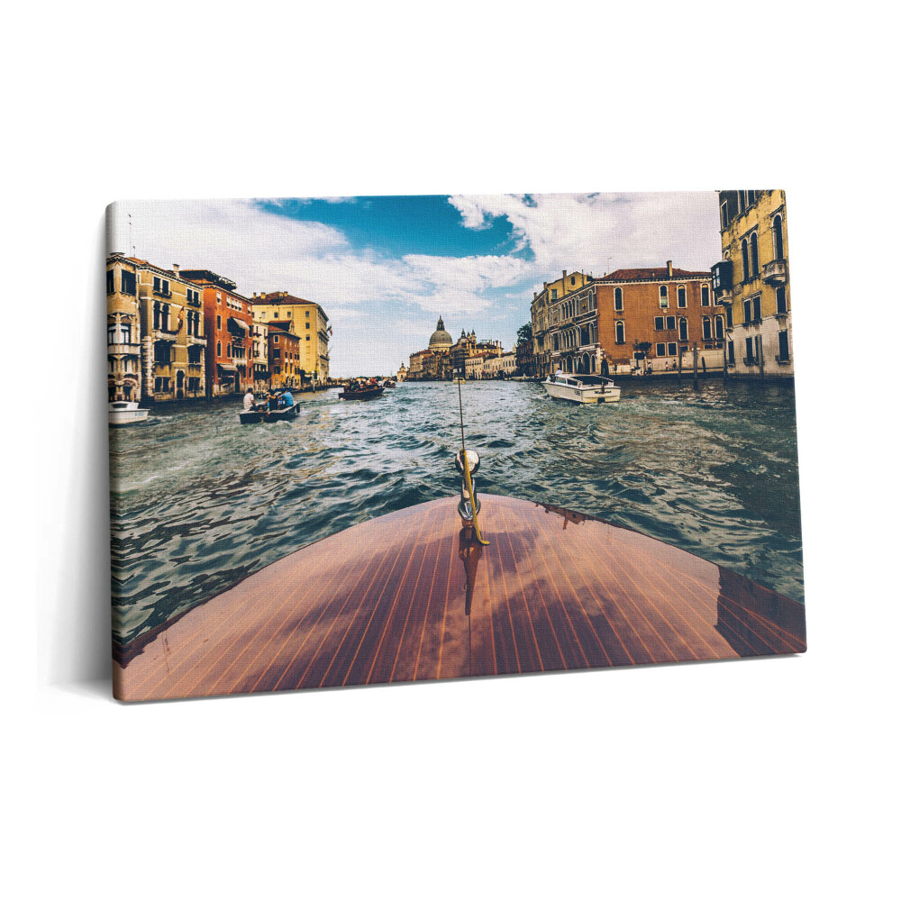 Obraz z fotografie na plátně 60x40 cm Motorový člun na řece