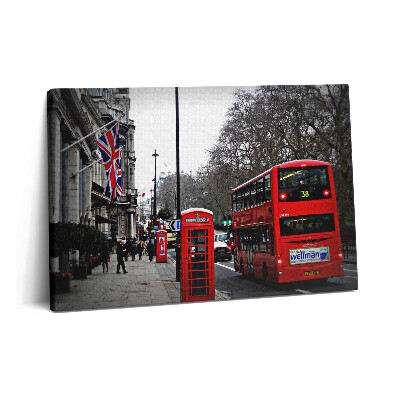 Obraz z fotografie na plátně 60x40 cm Anglický autobus a telefonní budka