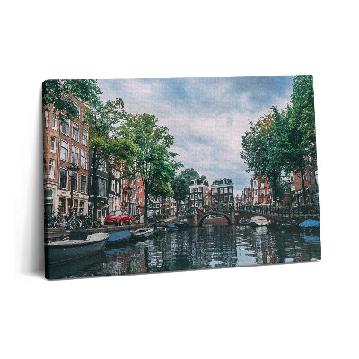 Obraz z fotografie na plátně 60x40 cm Kanál v centru Amsterdamu