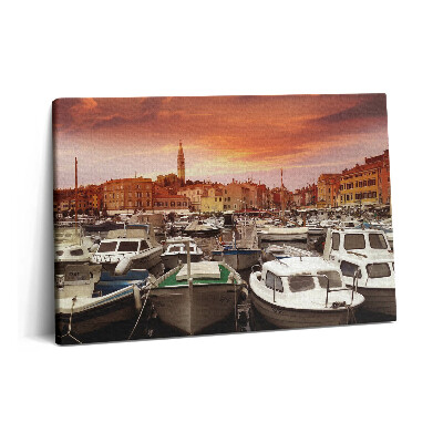 Obraz na plátně 60x40 cm Molo s loděmi v Chorvatsku
