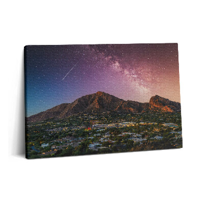 Obraz z fotografie na plátně 60x40 cm Hory s galaxií na obloze