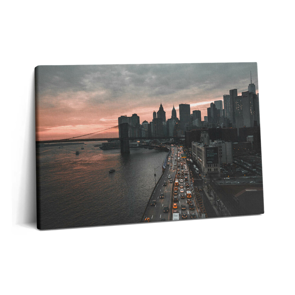 Obraz z fotografie na plátně 60x40 cm Panorama města při východu slunce