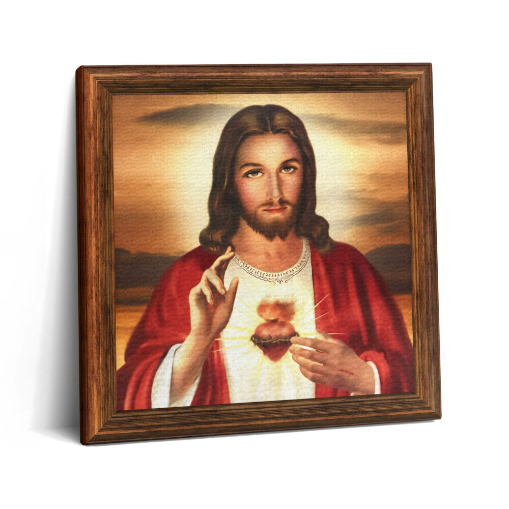 Obraz z fotografie na plátně 60x60 cm Srdce Ježíšovo v dřevěném rámu