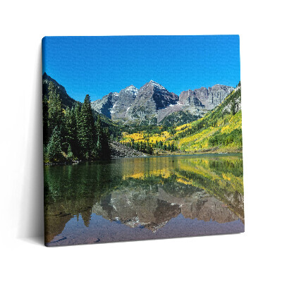 Obraz na plátně 60x60 cm Hory a lesy u jezera