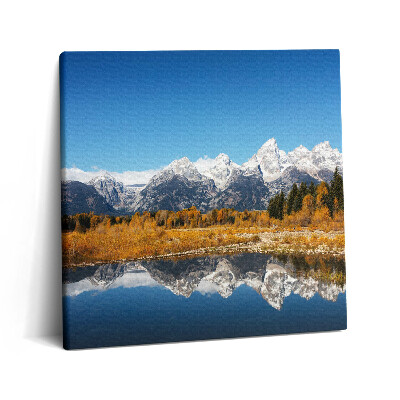 Obraz canvas 60x60 cm Horské jezero a podzimní stromy