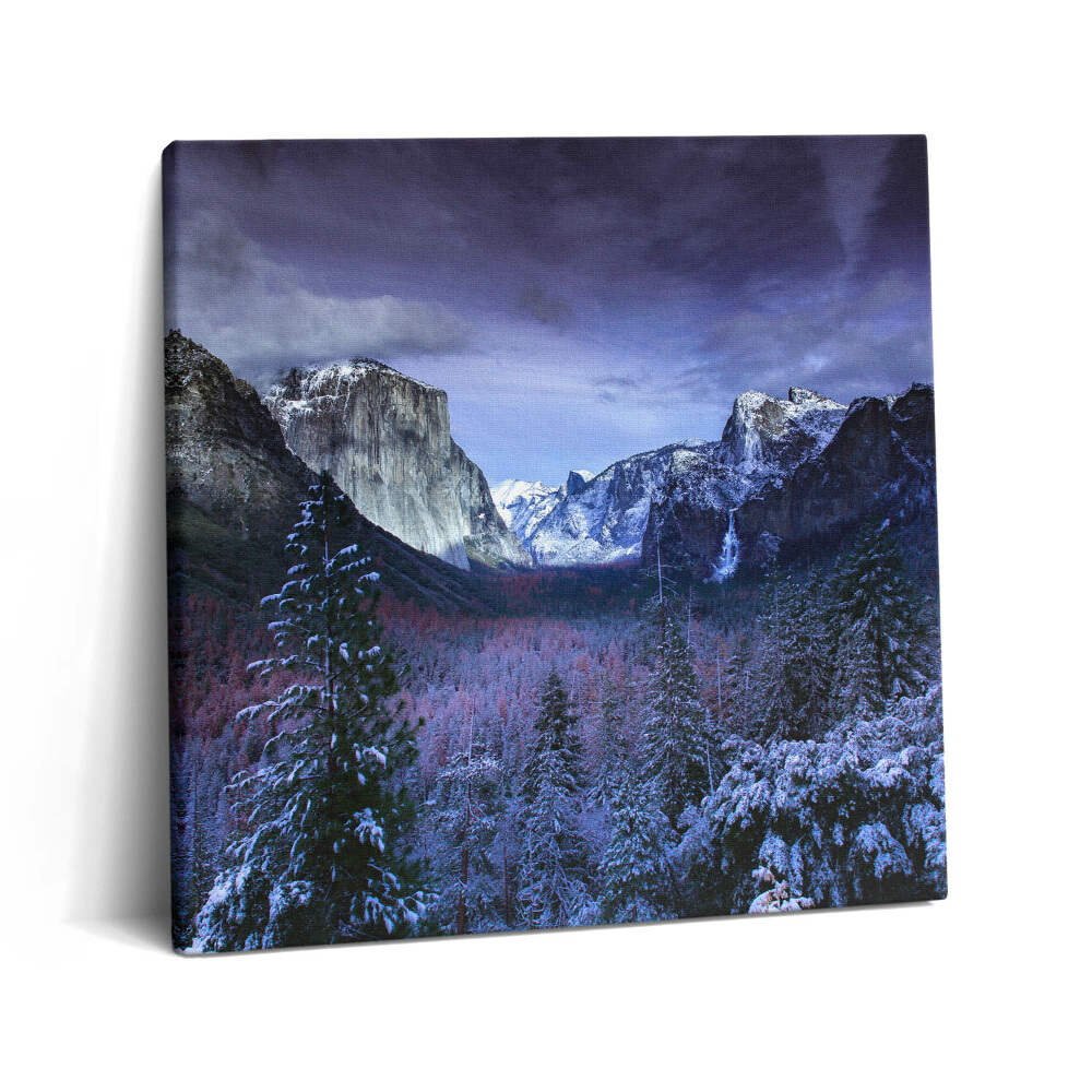 Obraz z fotografie na plátně 60x60 cm Zimní krajina hor a lesů