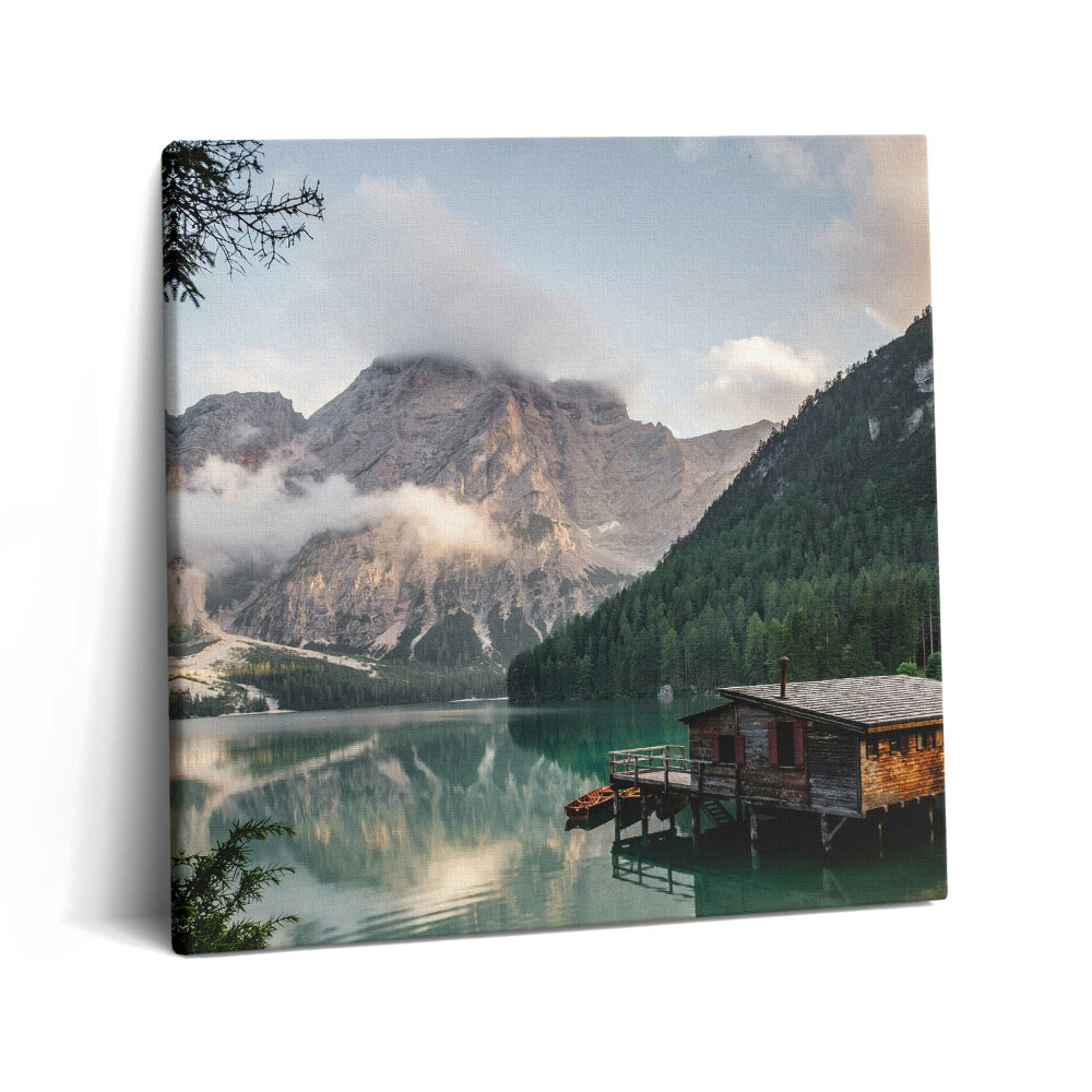 Obraz na plátně 60x60 cm Horský dům u jezera