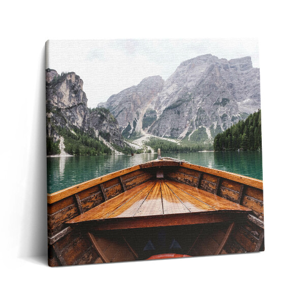 Obraz z fotografie na plátně 60x60 cm Loď na horském jezeře