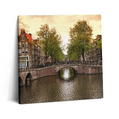 Obraz na plátně 60x60 cm Amsterdamské kanály ve městě