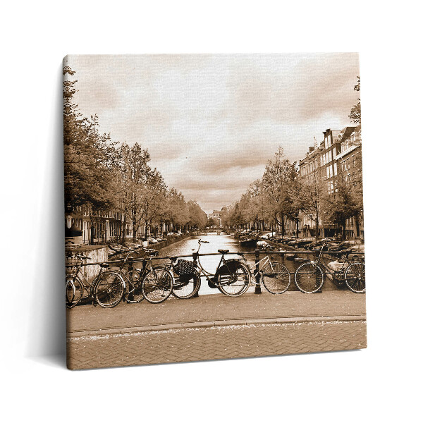Obraz z fotografie na plátně 60x60 cm Pohled na Amsterdam na kole