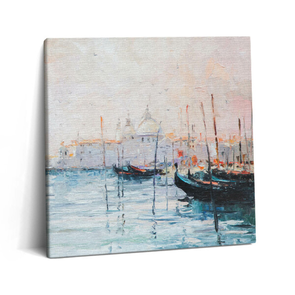 Obraz z fotografie na plátně 60x60 cm Benátské gondoly olejomalba