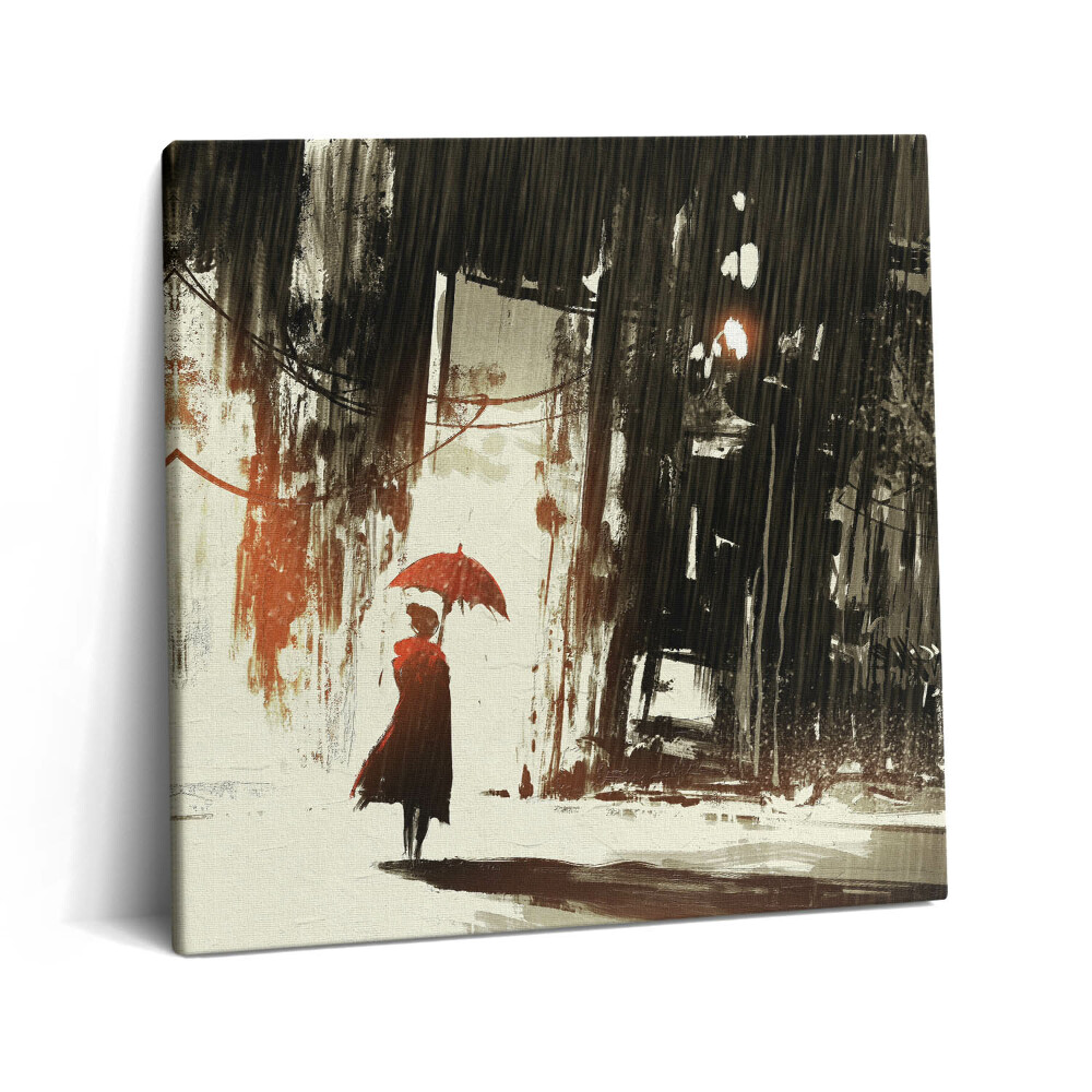 Obraz z fotografie na plátně 60x60 cm Malovaná žena s deštníkem