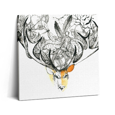 Obraz canvas 60x60 cm Ilustrace zvířat a přírody - jeleni