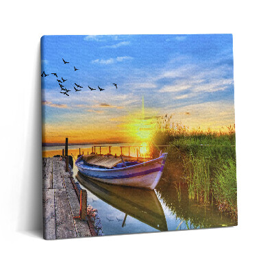 Obraz canvas 60x60 cm Pohled na jezero a západ slunce