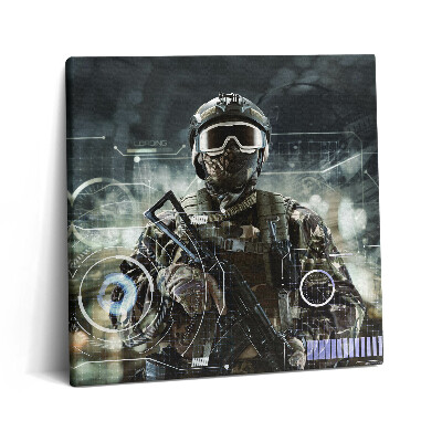 Obraz canvas 60x60 cm Voják speciálních jednotek se zbraní