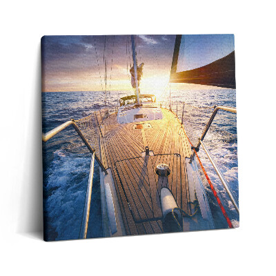 Obraz canvas 60x60 cm Západ slunce na palubě plachetnice