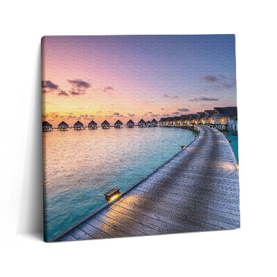 Obraz z fotografie na plátně 60x60 cm Západ slunce na Maledivách